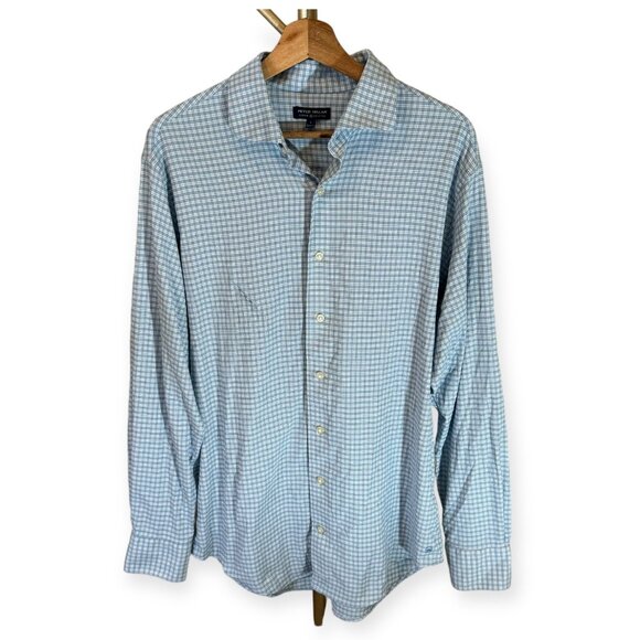Peter Millar Wes Stretch Nylon Sport Shirt in Light Blue Mens LG Crown Crafted - Picture 4 of 12